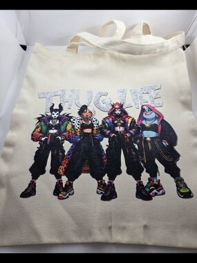 Canvas Tote Bag with Disney Villians "Thug Life"